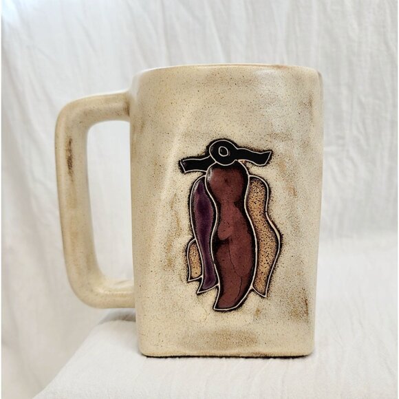 Handcrafted Stoneware Mugs Set Design By Mara Mexico With Chiles / Bottles - Picture 6 of 10